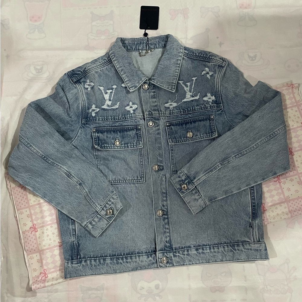 Louis Vuitton Light Blue Distressed Denim Jacket - Men's